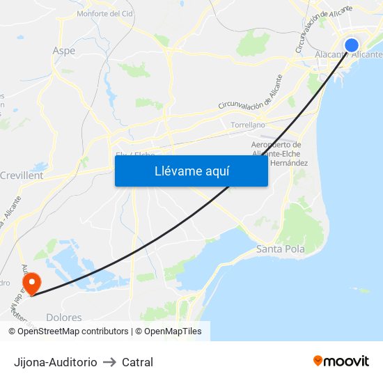 Jijona-Auditorio to Catral map