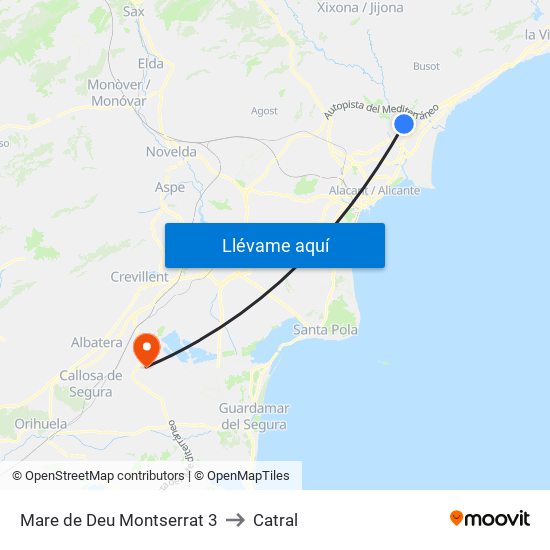 Mare de Deu Montserrat 3 to Catral map