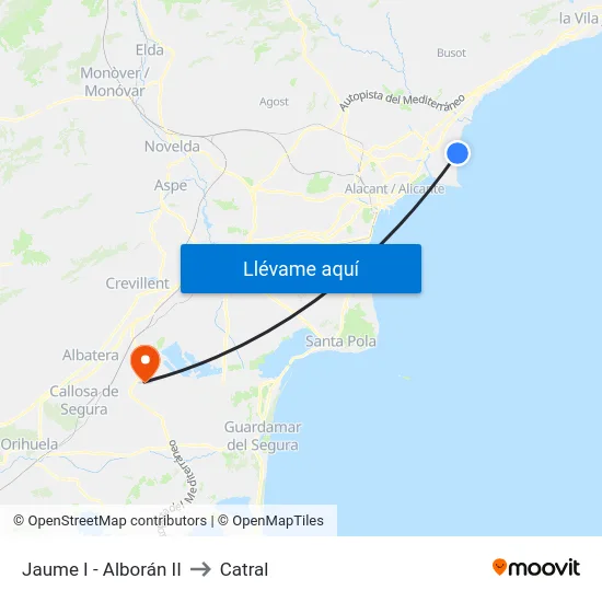 Jaume I - Alborán II to Catral map