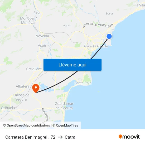 Carretera Benimagrell, 72 to Catral map