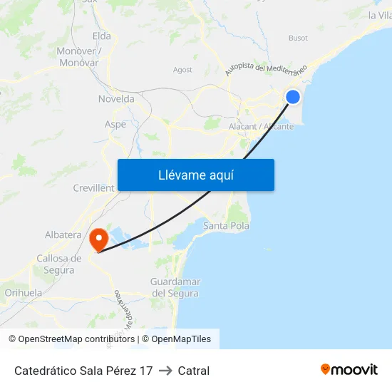 Catedrático Sala Pérez 17 to Catral map