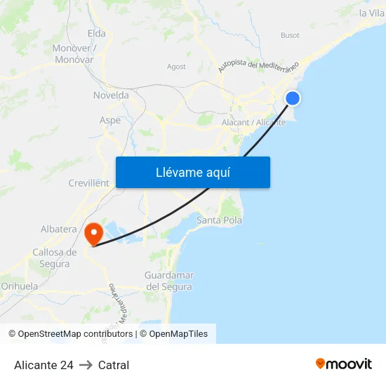 Alicante 24 to Catral map