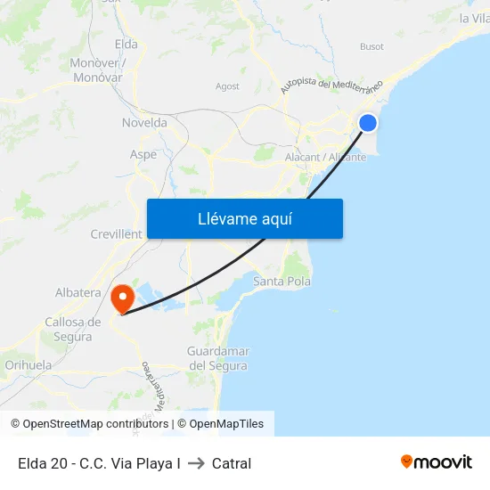 Elda 20 - C.C. Via Playa I to Catral map