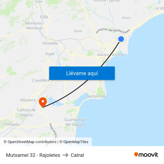 Mutxamel 32 - Rajoletes to Catral map