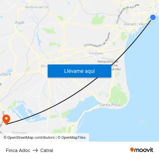 Finca Adoc to Catral map