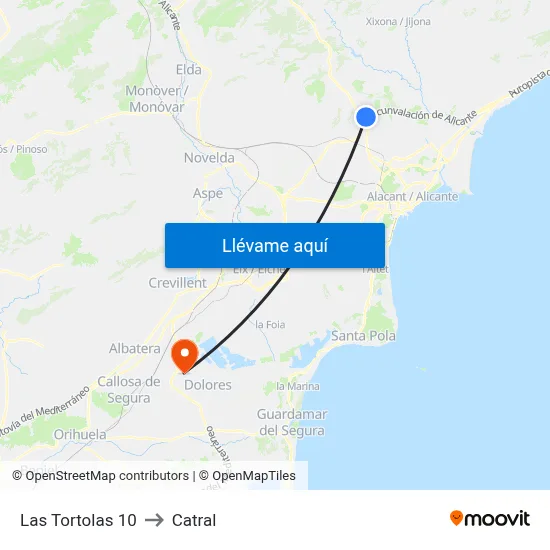 Las Tortolas 10 to Catral map