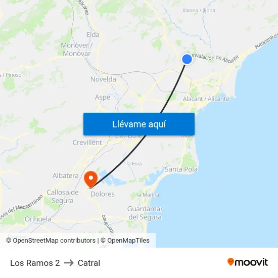 Los Ramos 2 to Catral map
