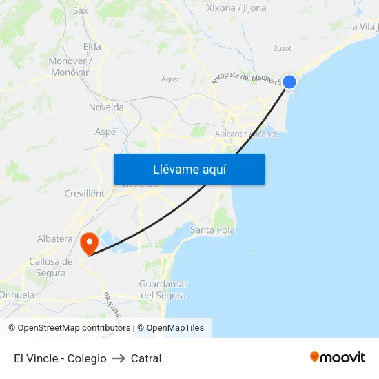 El Vincle - Colegio to Catral map