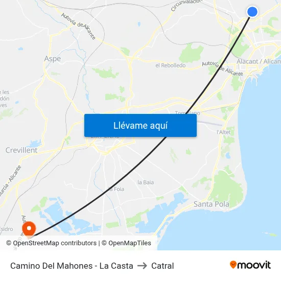 Camino Del Mahones - La Casta to Catral map