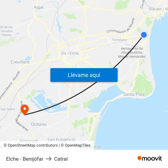 Elche - Benijófar to Catral map