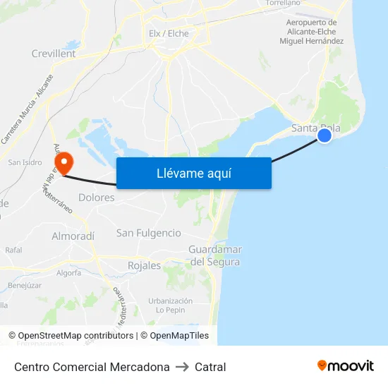 Centro Comercial Mercadona to Catral map