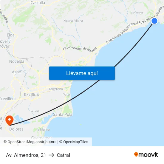 Av. Almendros, 21 to Catral map