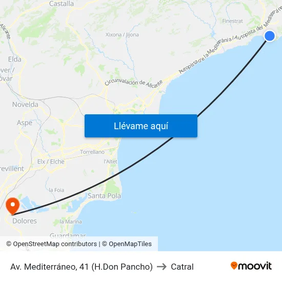 Av. Mediterráneo, 41 (H.Don Pancho) to Catral map