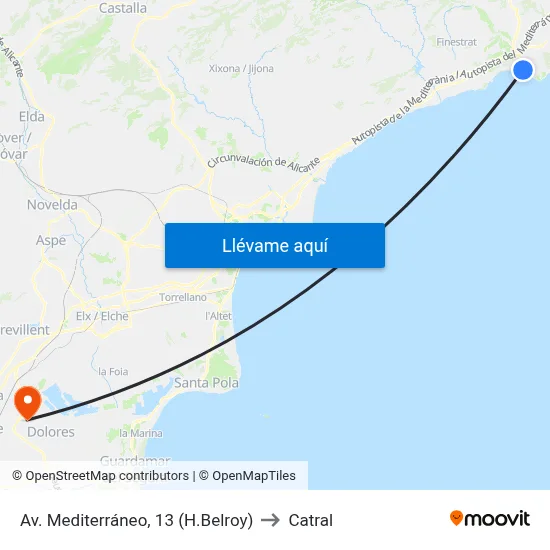 Av. Mediterráneo, 13 (H.Belroy) to Catral map