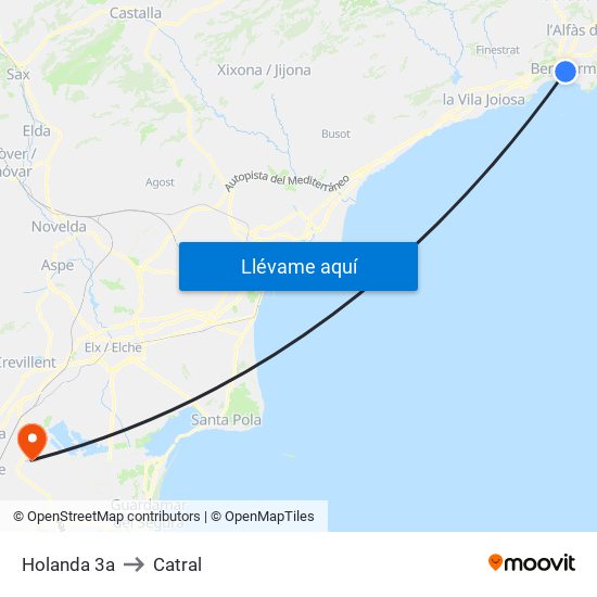 Holanda 3a to Catral map