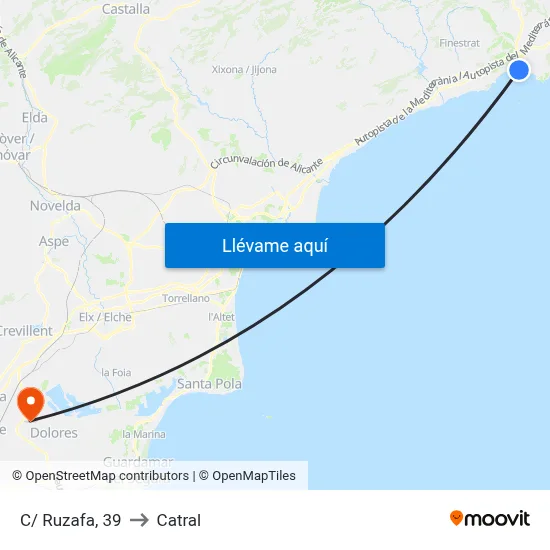 C/ Ruzafa, 39 to Catral map