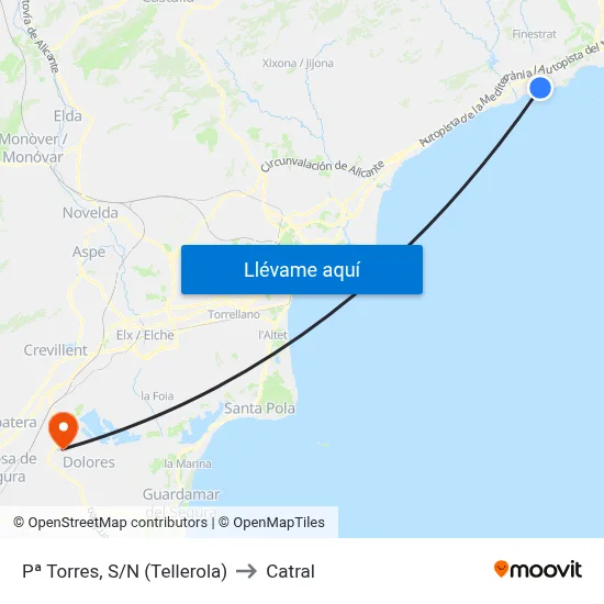Pª Torres, S/N (Tellerola) to Catral map