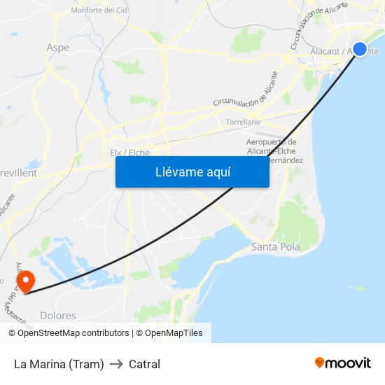 La Marina (Tram) to Catral map