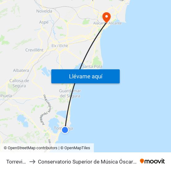 Torrevieja to Conservatorio Superior de Música Óscar Esplá map