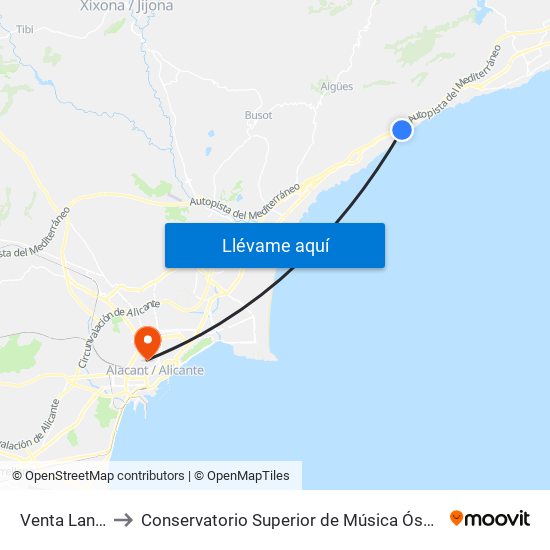 Venta Lanuza to Conservatorio Superior de Música Óscar Esplá map