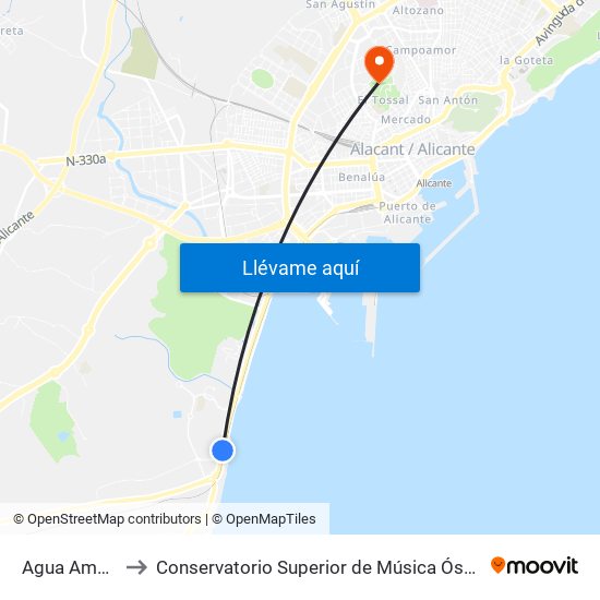 Agua Amarga to Conservatorio Superior de Música Óscar Esplá map