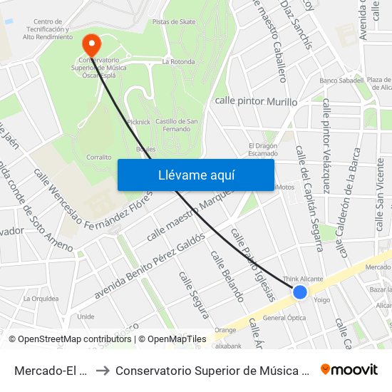 Mercado-El Sabio to Conservatorio Superior de Música Óscar Esplá map