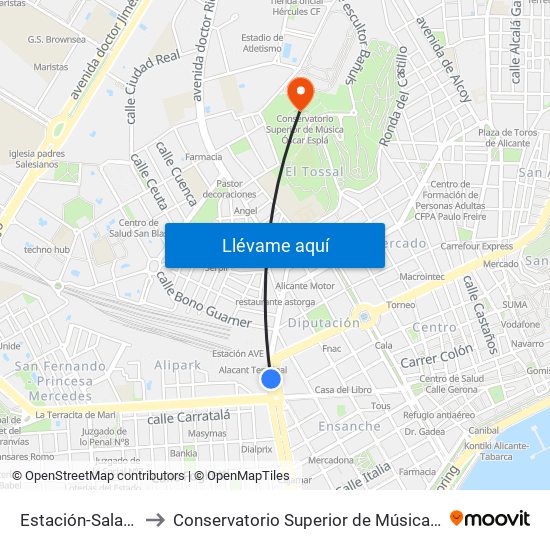 Estación-Salamanca to Conservatorio Superior de Música Óscar Esplá map