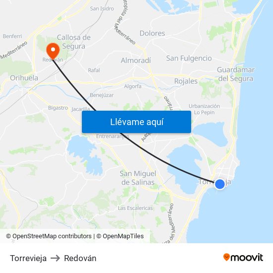 Torrevieja to Redován map