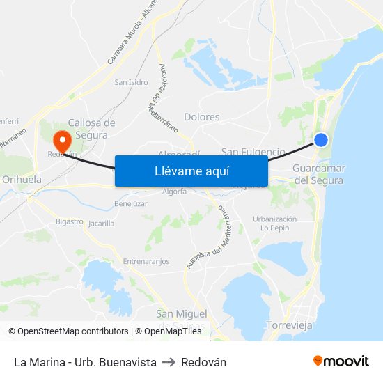 La Marina - Urb. Buenavista to Redován map