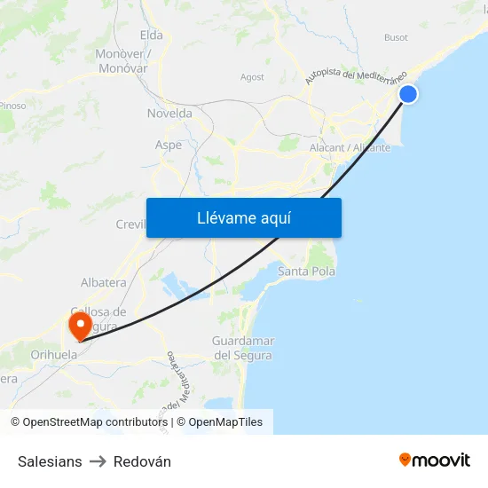 Salesians to Redován map