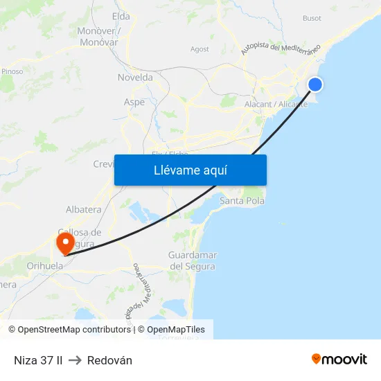 Niza 37 II to Redován map