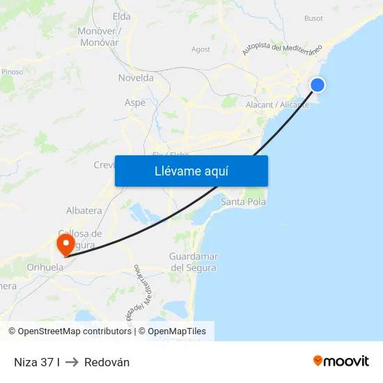 Niza 37 I to Redován map