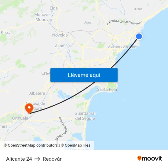 Alicante 24 to Redován map
