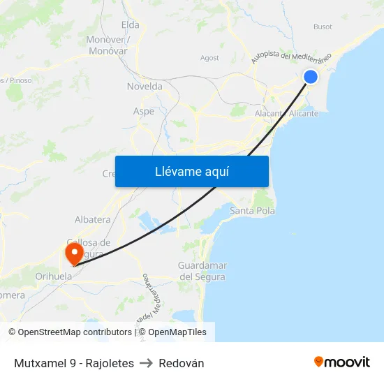 Mutxamel 9 - Rajoletes to Redován map