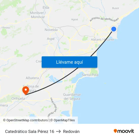 Catedrático Sala Pérez 16 to Redován map