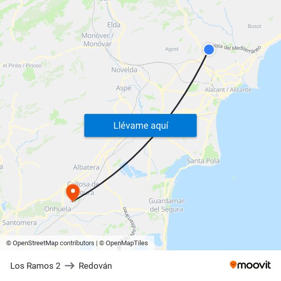 Los Ramos 2 to Redován map
