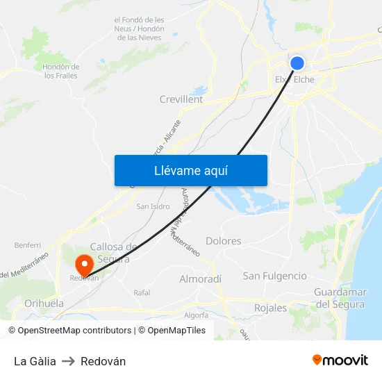 La Gàlia to Redován map