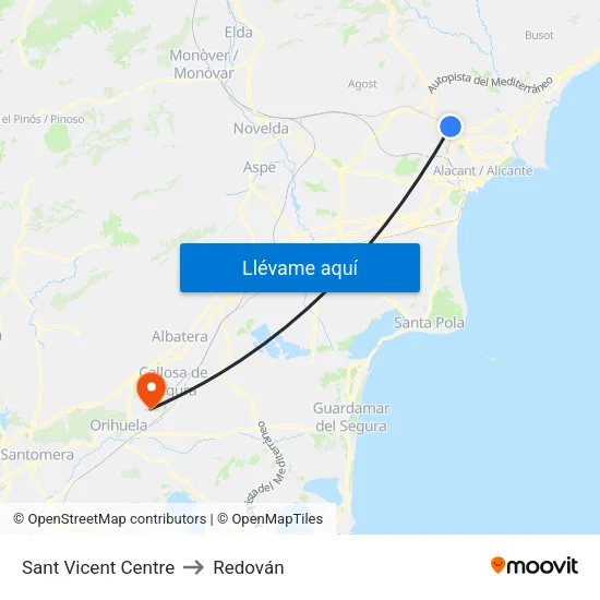 Sant Vicent Centre to Redován map
