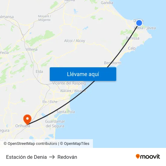 Estación de Denia to Redován map