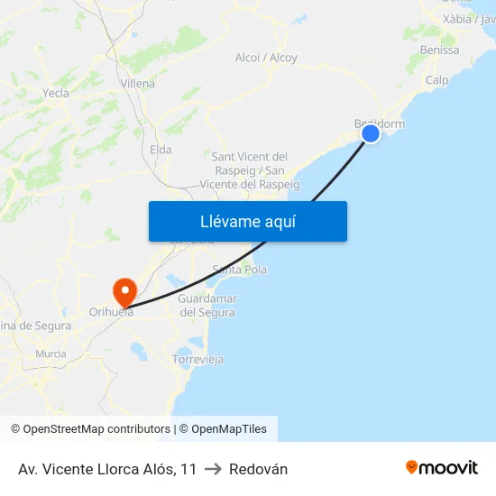 Av. Vicente Llorca Alós, 11 to Redován map