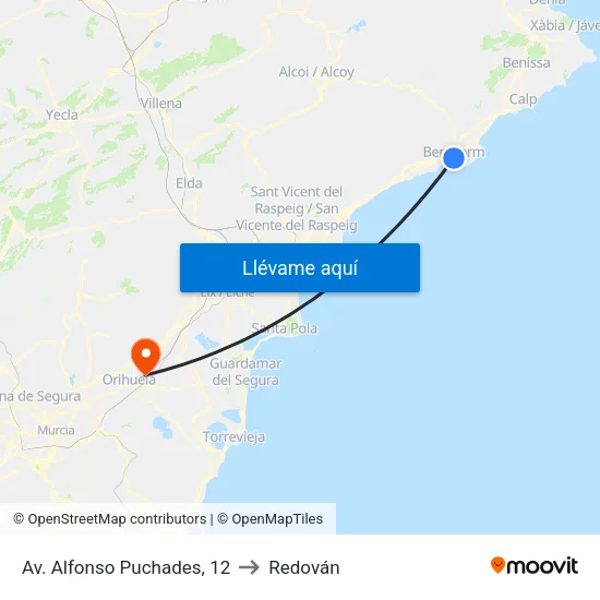 Av. Alfonso Puchades, 12 to Redován map