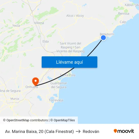 Av. Marina Baixa, 20 (Cala Finestrat) to Redován map