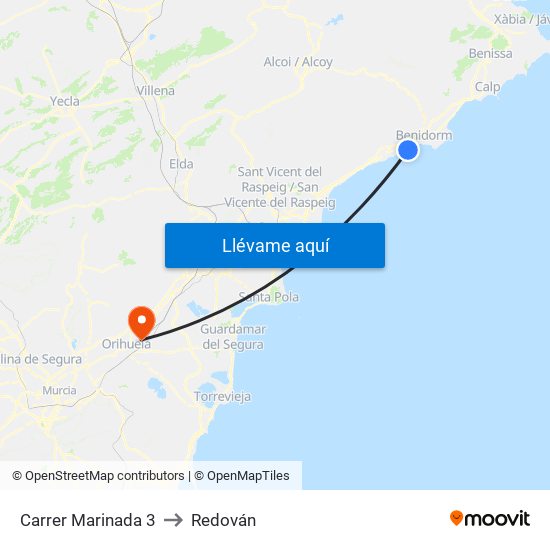 Carrer Marinada 3 to Redován map