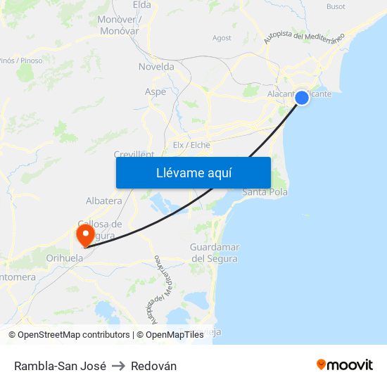 Rambla-San José to Redován map