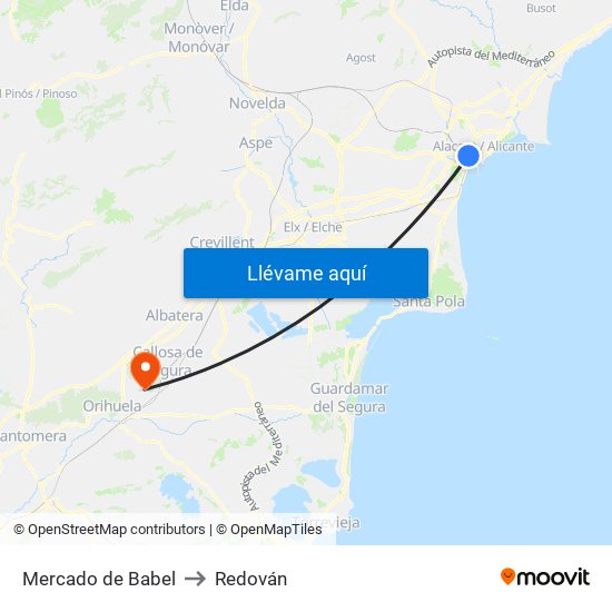 Mercado de Babel to Redován map