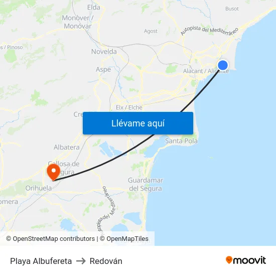 Playa Albufereta to Redován map