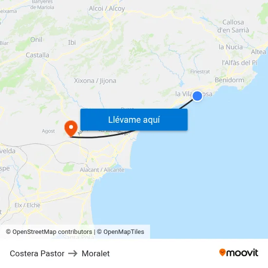 Costera Pastor to Moralet map