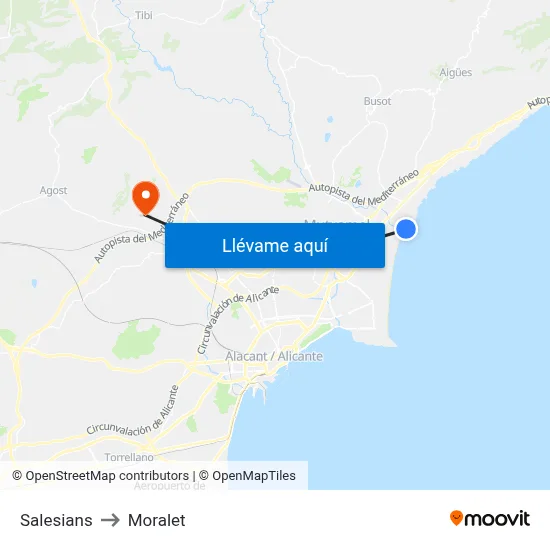 Salesians to Moralet map