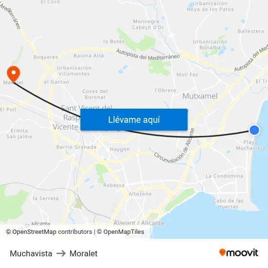 Muchavista to Moralet map
