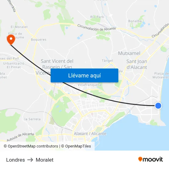 Londres to Moralet map